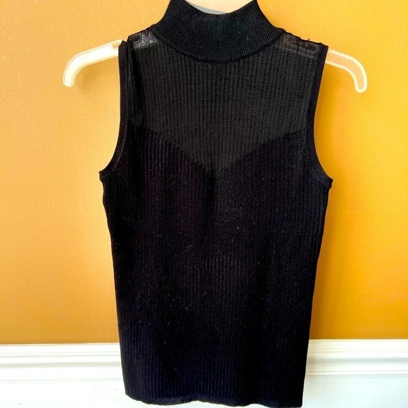 Tahari Black Sleeveless Sheer Turtleneck Size XS - Picture 1 of 6